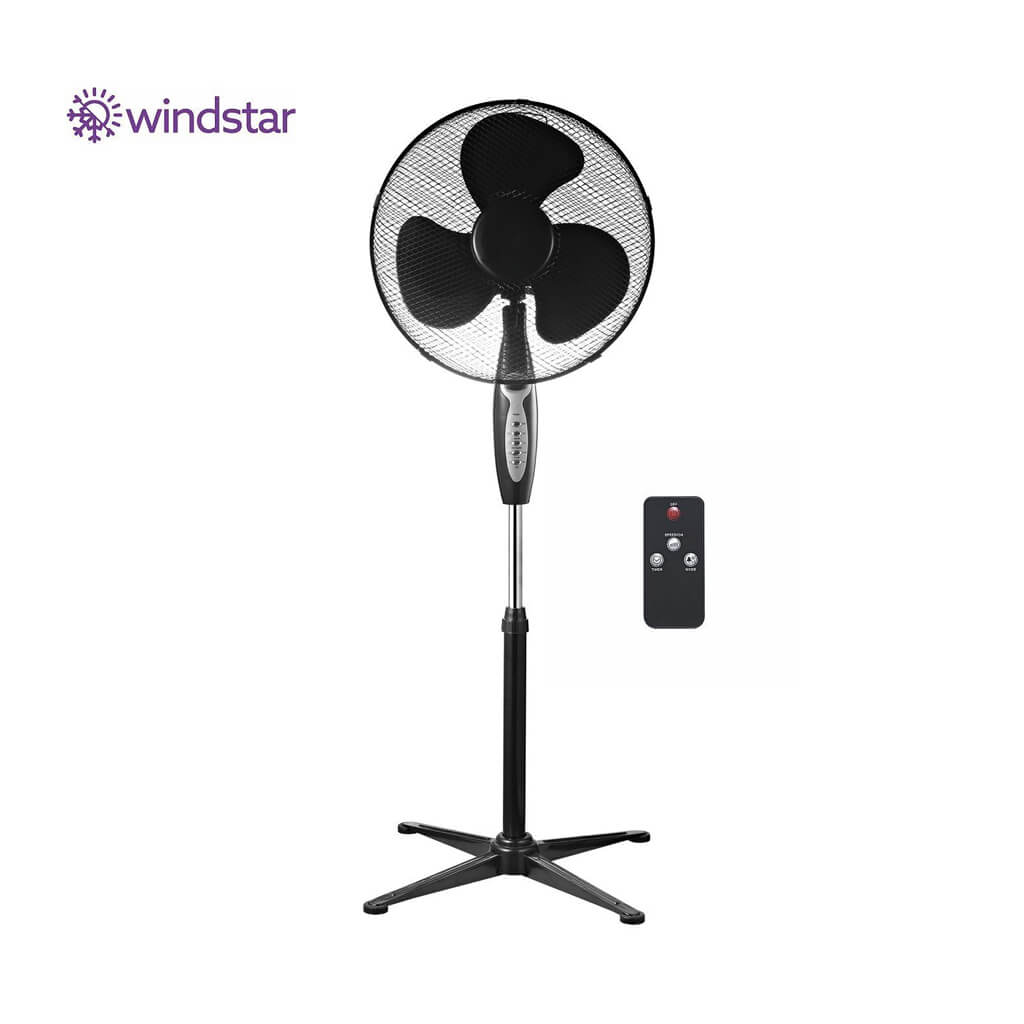 Podni ventilator Viento-R s daljinskim, 45W, crni